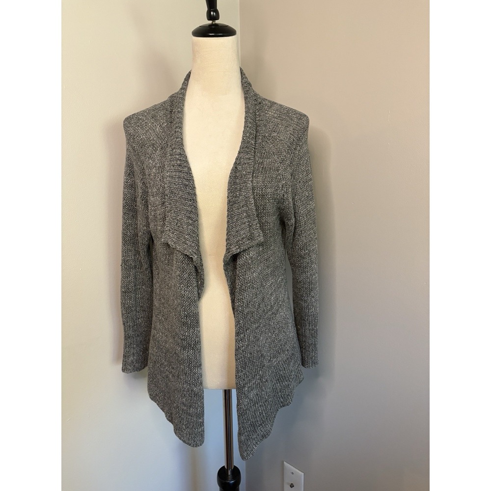 Isda & Co 100% Linen Gray Cardigan Sweater Open Waterfall Women's Size Large
